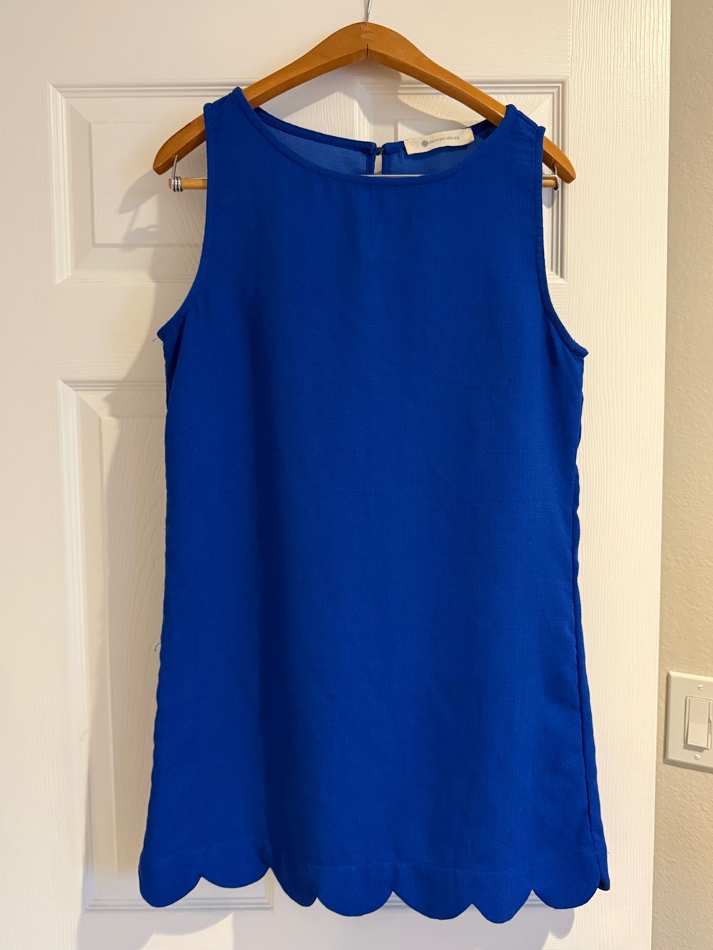 The Impeccable Pig Blue scalloped hem shift dress